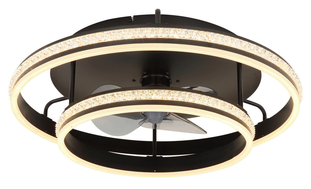 GLOBO LED-Deckenventilator Rauch klar mattschwarz H/D: ca. 20x60 cm max. 40 W KENDALL - klar/mattschwarz (60,00/20,00cm) - GLOBO