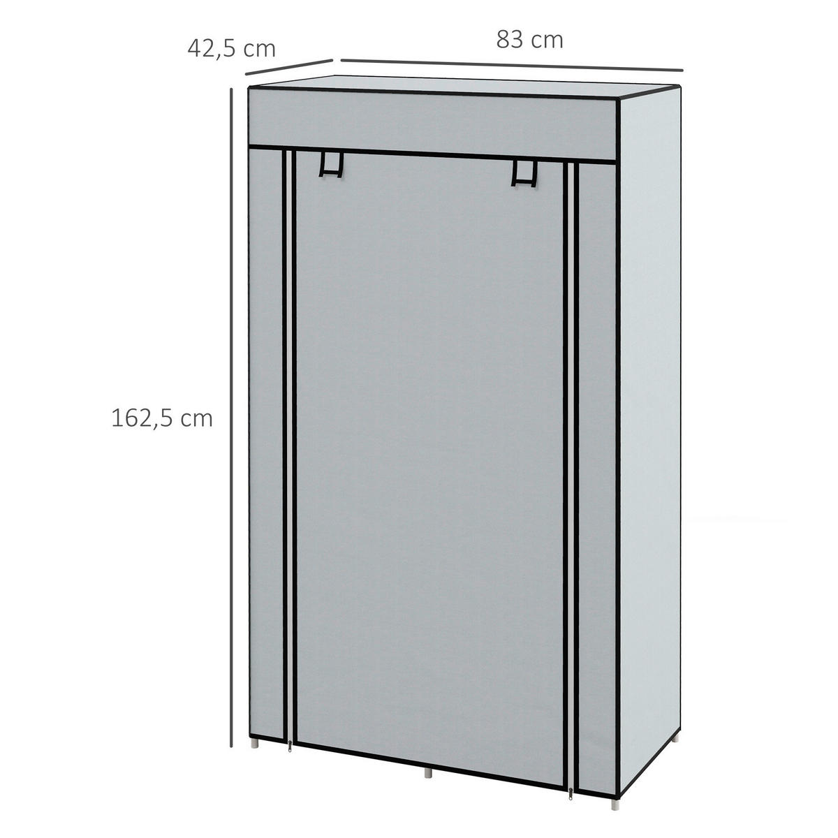 HOMCOM Kleiderschrank hellgrau Polypropylen B/H/L: ca. 42,5x83x162,5 cm Kleiderschrank - hellgrau (162,50/42,50/83,00cm) - HOMCOM