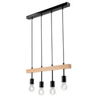 Lamkur Deckenleuchte schwarz Stahl Holz B/H/L: ca. 25x30x70 cm 4 Brennstellen Orazio - schwarz (70,00/25,00/30,00cm) - Lamkur