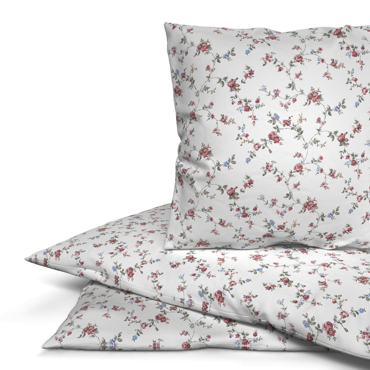 Baumwoll Bettwäsche Florina Renforce Florina - weiß/rot (135,00/200,00cm)