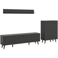 Wohnwand LINEA grau schwarz B/H/T: ca. 269x175x40 cm LINEA - schwarz/grau (269,00/175,00/40,00cm) - xonox.home