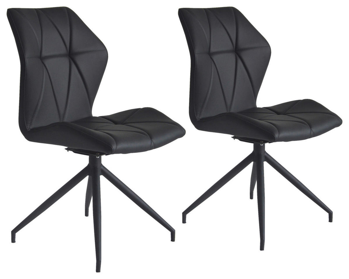 Stuhl IMKE  2er-Set schwarz schwarz pulverbeschichtet Kunstleder B/H/T: ca. 52x90,5x62 cm IMKE  2er-Set - schwarz (52,00/90,50/62,00cm) - byLIVING