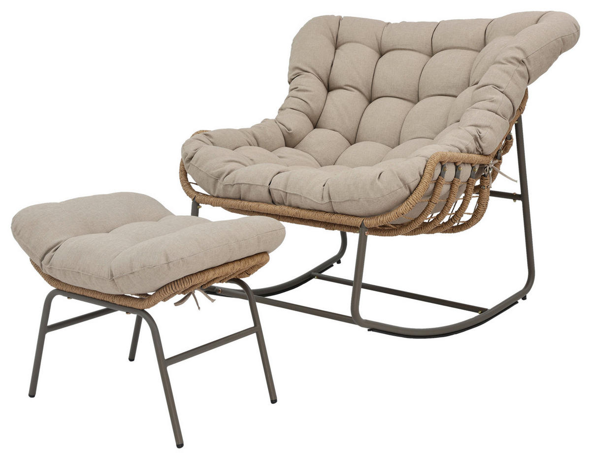 POCOline Gartenstuhl braun Stahl Schaukelstuhl_mit_Hocker - braun/beige - POCOline