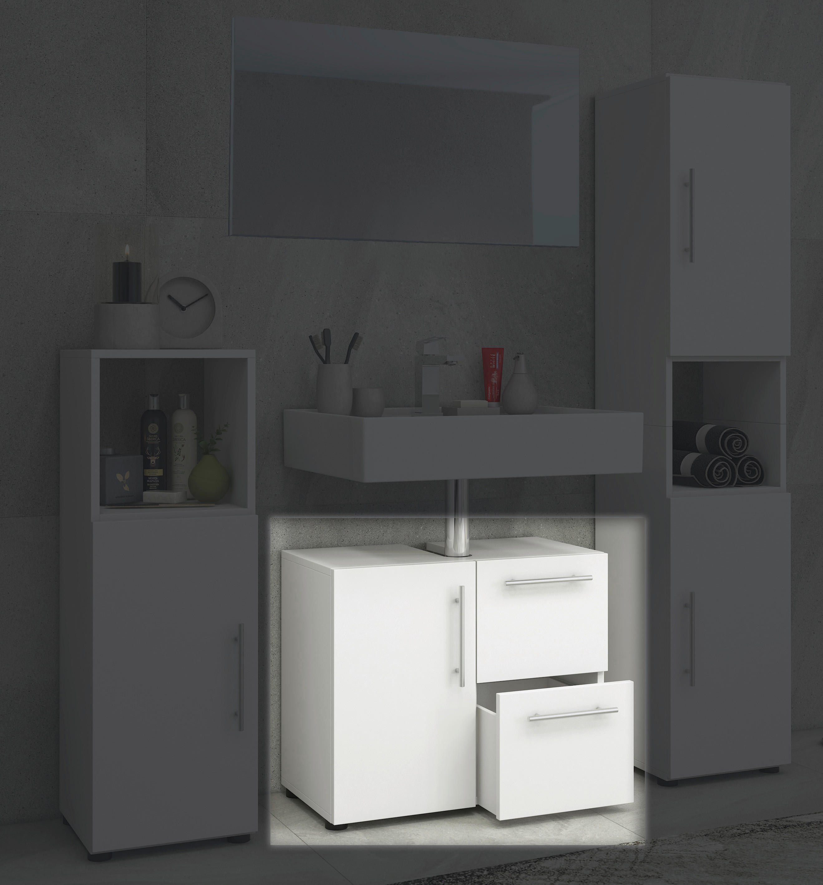 Badunterschrank Flandu weiß B/H/T: ca. 60x51x30 cm Flandu - weiß (60,00/51,00/30,00cm) - VCM Möbel