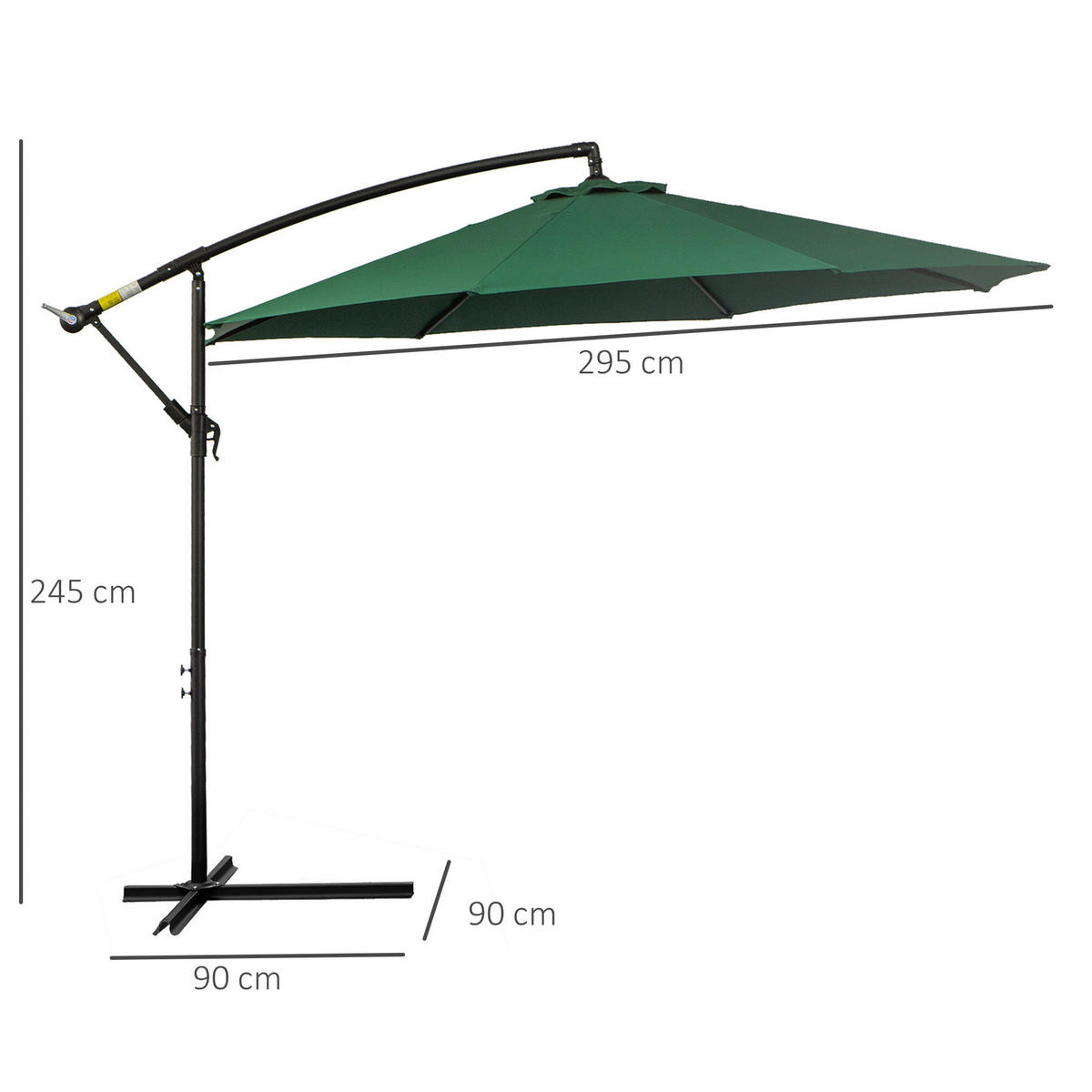 Outsunny Ampelschirm grün Stahl H/D: ca. 245x295 cm Ampelschirm - grün (295,00/245,00cm) - Outsunny