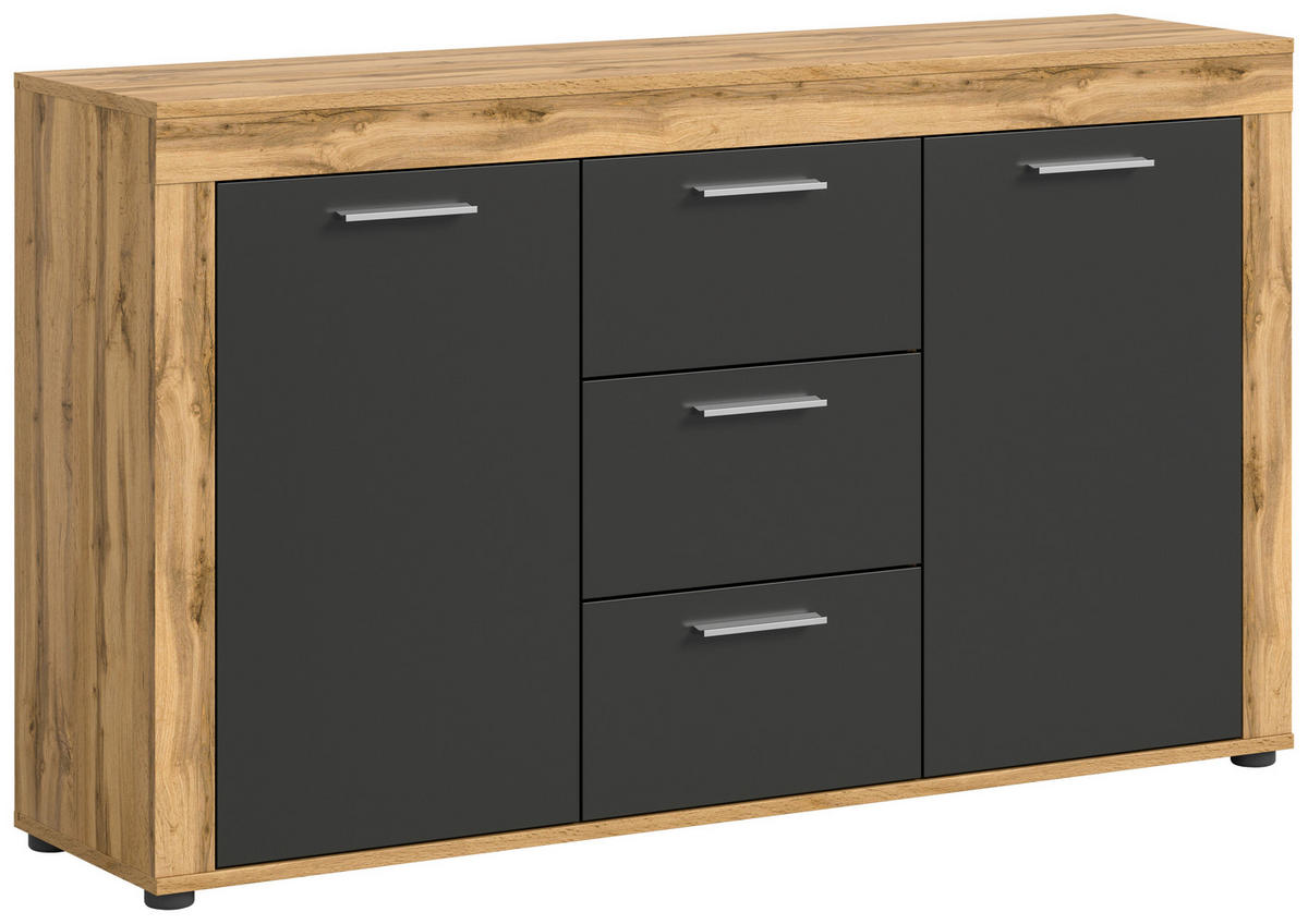 Sideboard Jam Eiche Wotan Nachbildung grau B/H/T: ca. 125x80x35 cm Jam - Eiche/grau (125,00/80,00/35,00cm) - xonox.home