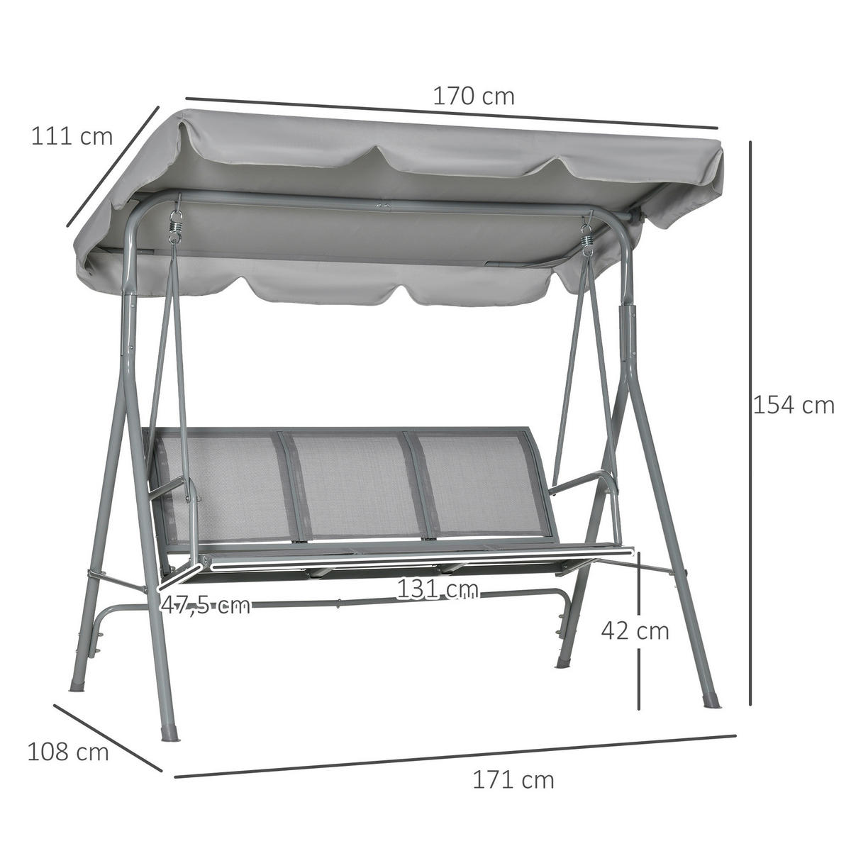 Outsunny Hollywoodschaukel creme Polyester B/H/L: ca. 342x250x450 cm Hollywoodschaukel - creme (450,00/342,00/250,00cm) - Outsunny