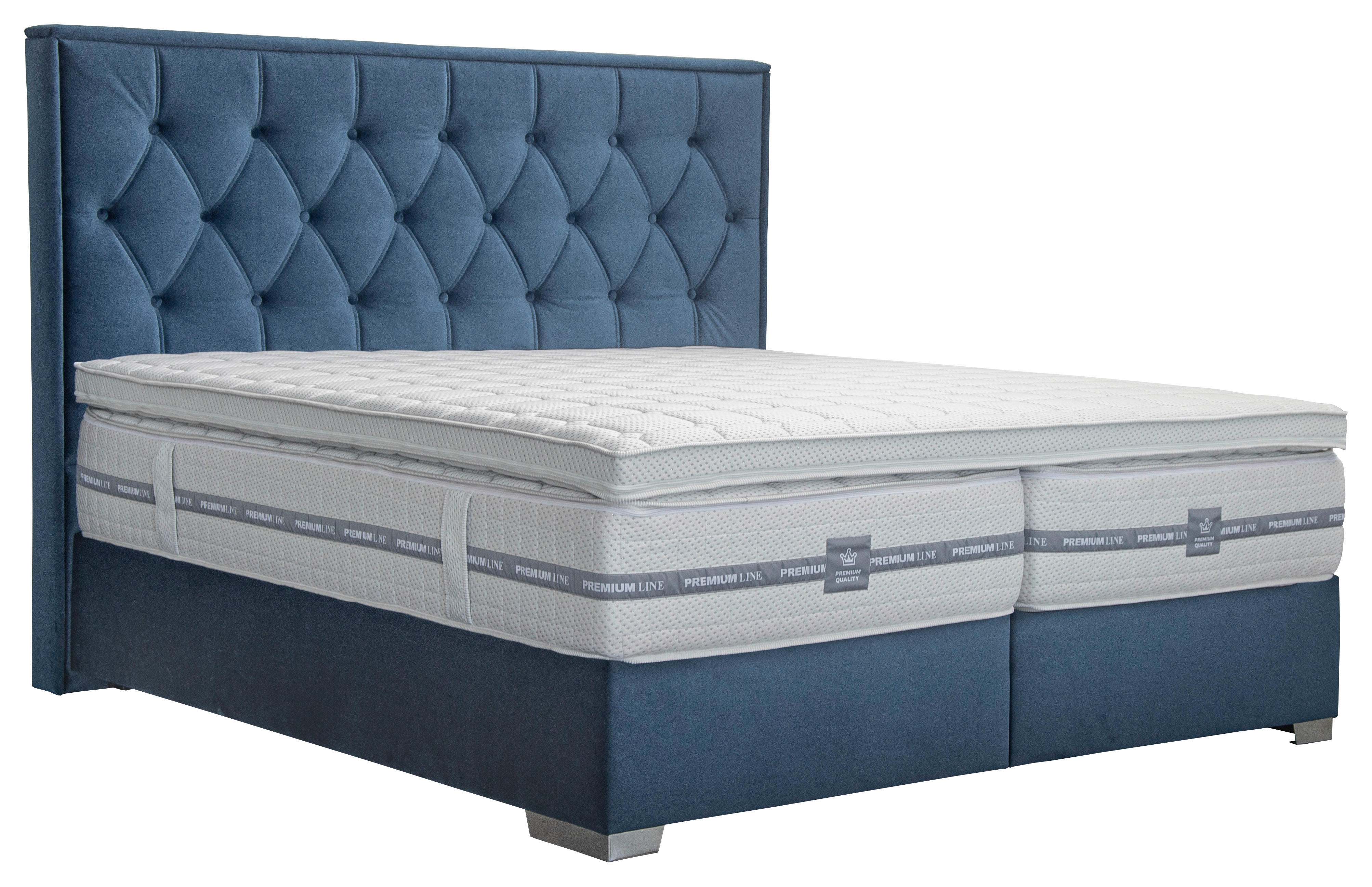 Boxspringbett Lydia blau Liegefläche B/L: ca. 200x200 cm Lydia - blau (200,00/200,00cm)