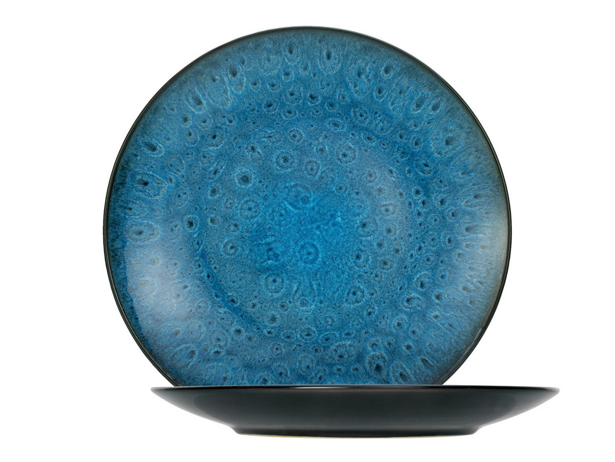 CreaTable Kombiservice Capri blau Keramik 16 tlg. Capri - blau/schwarz - CreaTable
