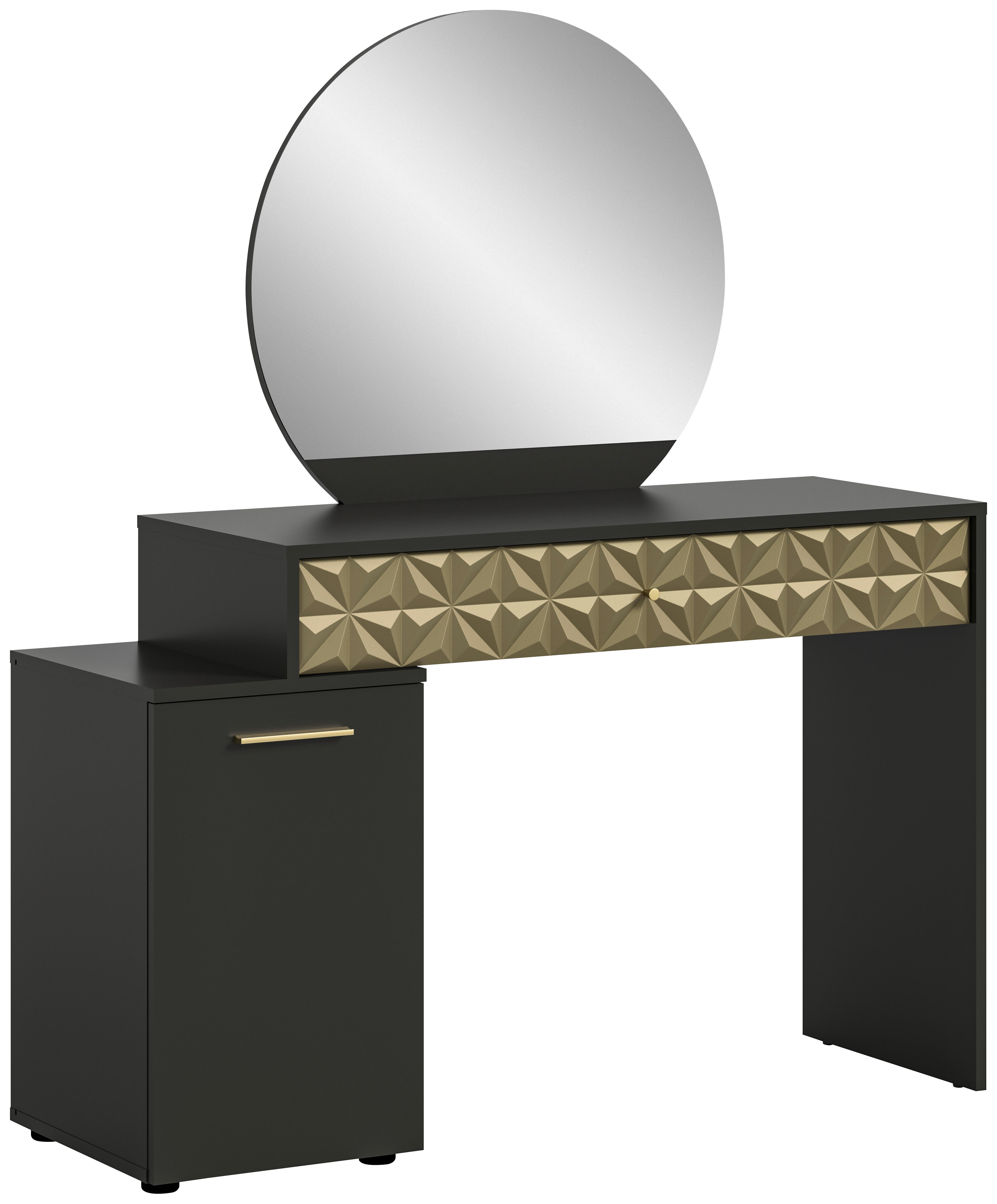 Schminktisch Prisma schwarz gold Optik B/H/T: ca. 117x138x42 cm Prisma - gold/schwarz (117,00/138,00/42,00cm)