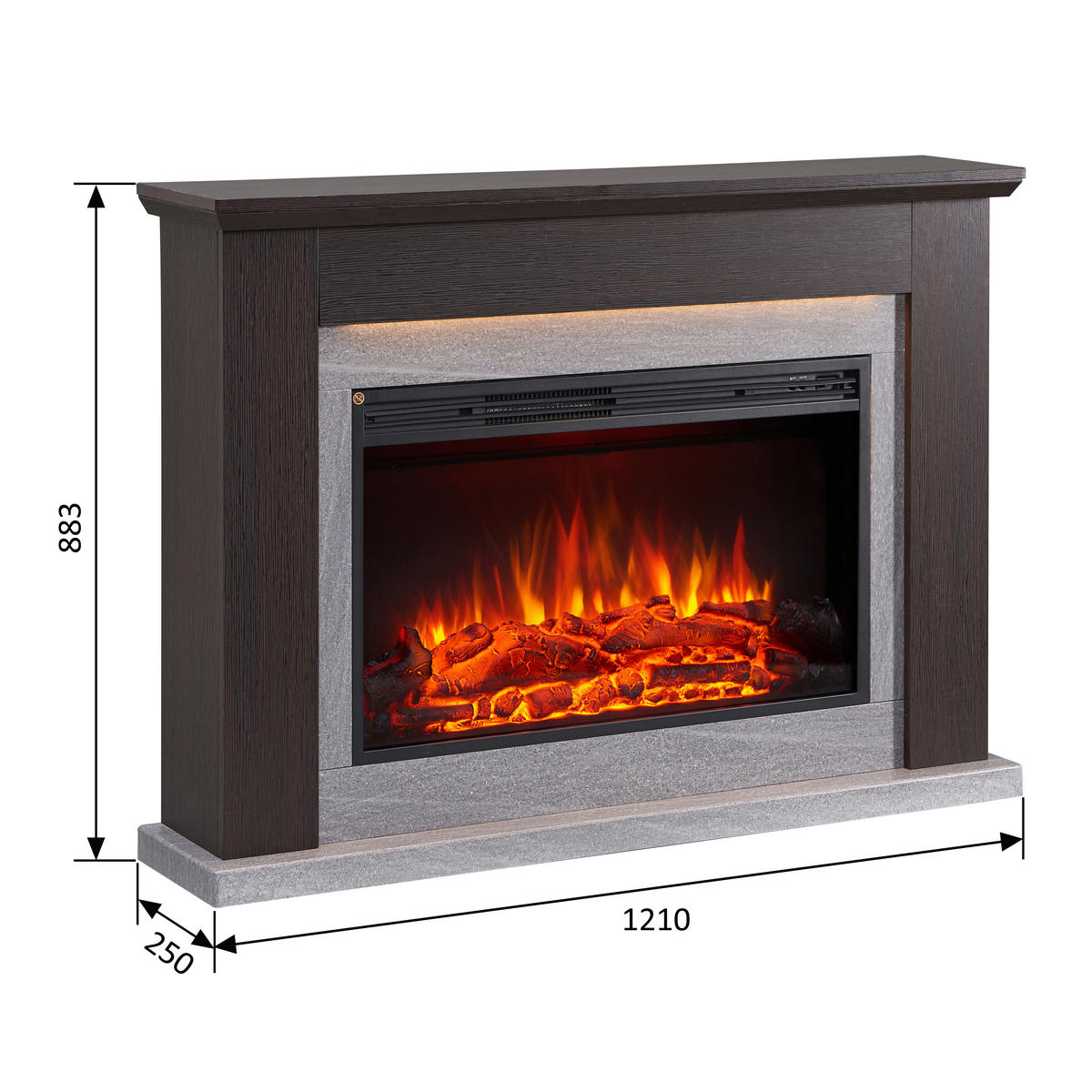 Balderia Elektrischer Kamin Typhon braun B/H/T: ca. 121x88,3x25 cm ca. 2000 W Elek.-Kamin Typhon EF376A-MT376B-EO - braun (121,00/88,30/25,00cm) - Balderia