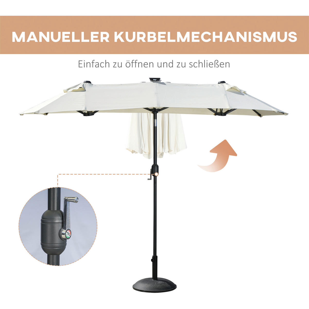 Outsunny Doppelseitiger Sonnenschirm beige Stahl B/H/L: ca. 150x219x295 cm Doppelseitiger_Sonnenschirm - beige (295,00/150,00/219,00cm) - Outsunny