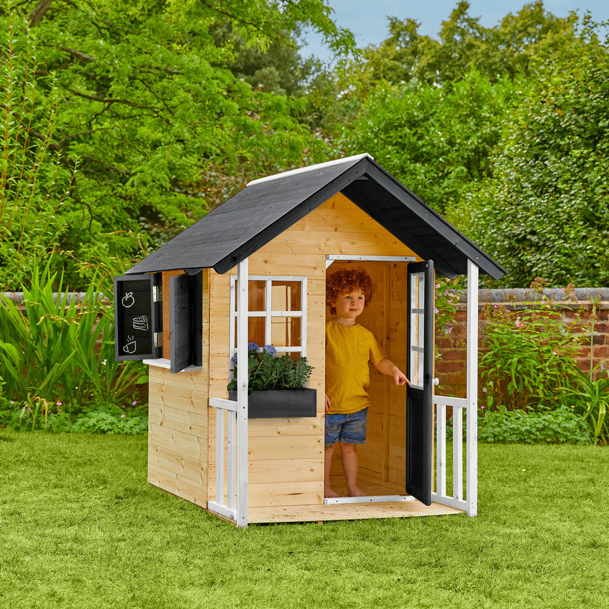Zwerkules Spielhaus Holli natur B/H/L: ca. 121x140x137 cm Holli - weiß/natur (137,00/121,00/140,00cm) - Zwerkules