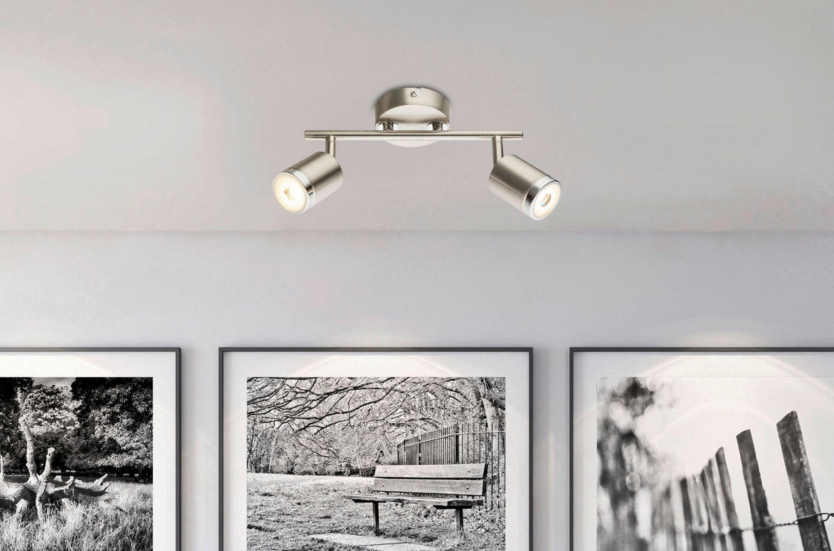 Spot Comore 56958-2 nickel Metall B/H/L: ca. 9x17x26 cm 2 Brennstellen LED-Spot_2flg.Comore - nickel (26,00/9,00/17,00cm)