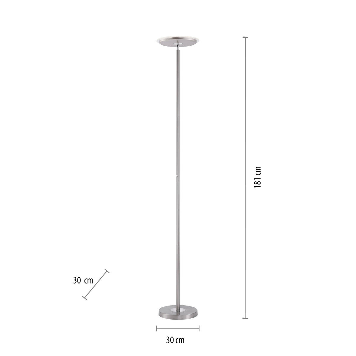 Just Light LED-Deckenfluter HANS 11729-55 stahlfarbig Eisen Kunststoff H/D: ca. 181x30 cm 1 Brennstellen HANS - stahlfarbig (30,00/181,00cm) - Just Light