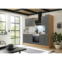 Respekta Küchenblock Marleen grau matt B/H/T: ca. 250x211x60 cm Marleen - Eiche/Alu (250,00/211,00/60,00cm) - Respekta