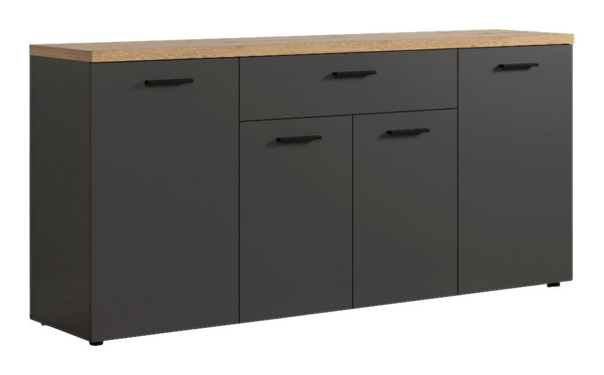 Sideboard Baggio Eiche Evoke Coast Nachbildung anthrazit B/H/T: ca. 180x85x42 cm Baggio - Eiche/anthrazit (180,00/85,00/42,00cm)