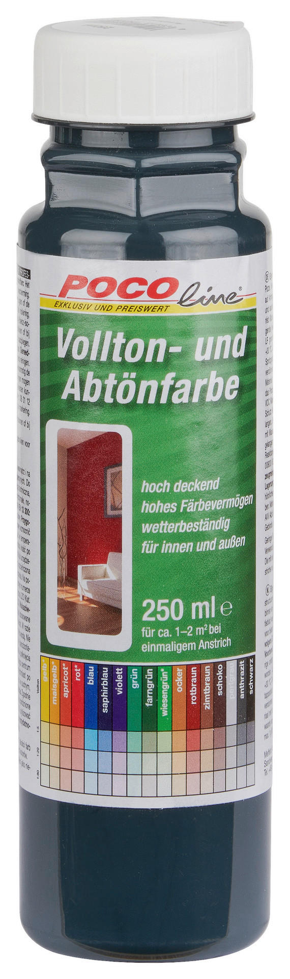POCOline Vollton- und Abtönfarbe anthrazit ca. 0,25 l Voll+Abtönfarbe 250ml anthrazit - anthrazit (250ml) - POCOline