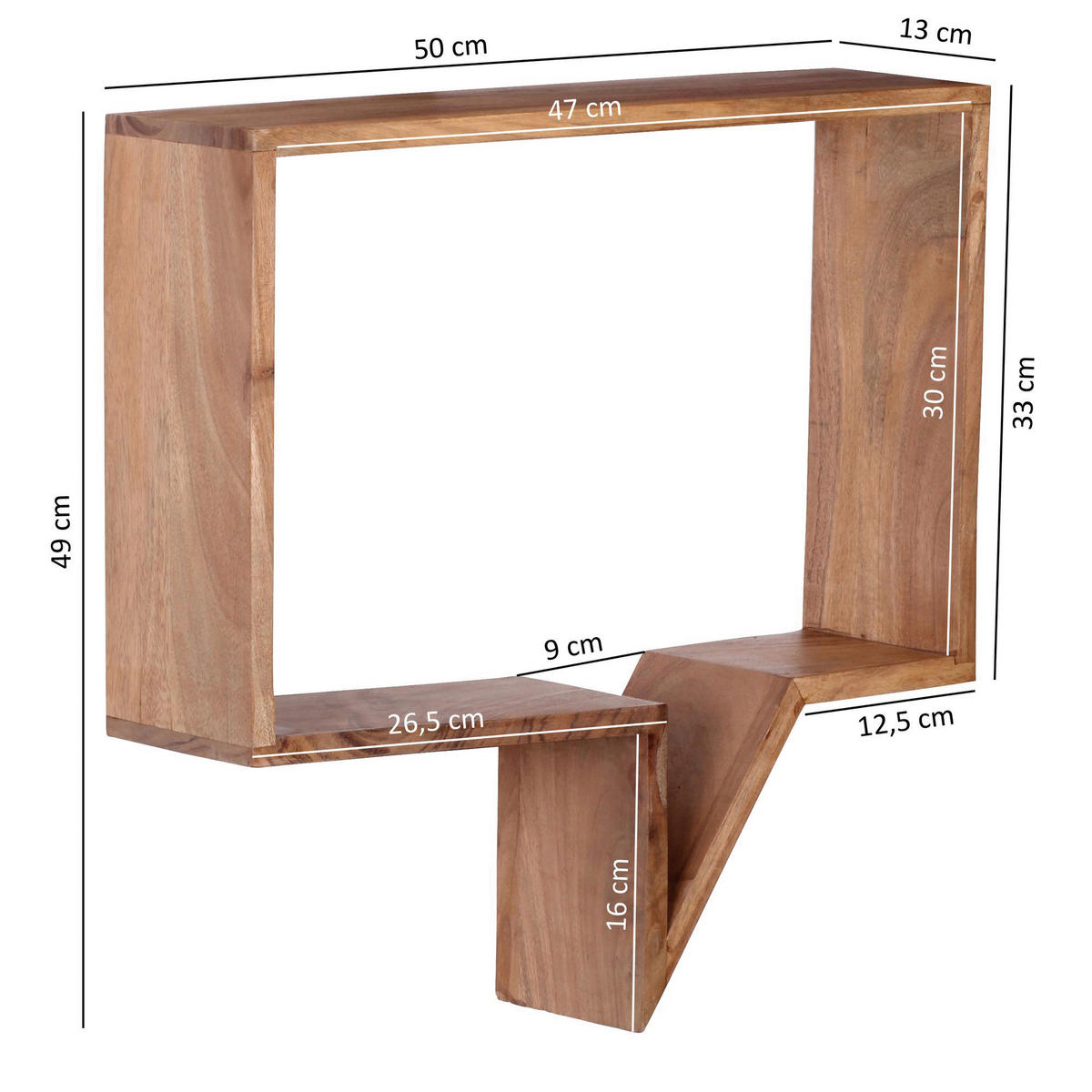 Wandregal natur B/H/T: ca. 50x49x13 cm Wandregal - natur (50,00/49,00/13,00cm) - Wohnling
