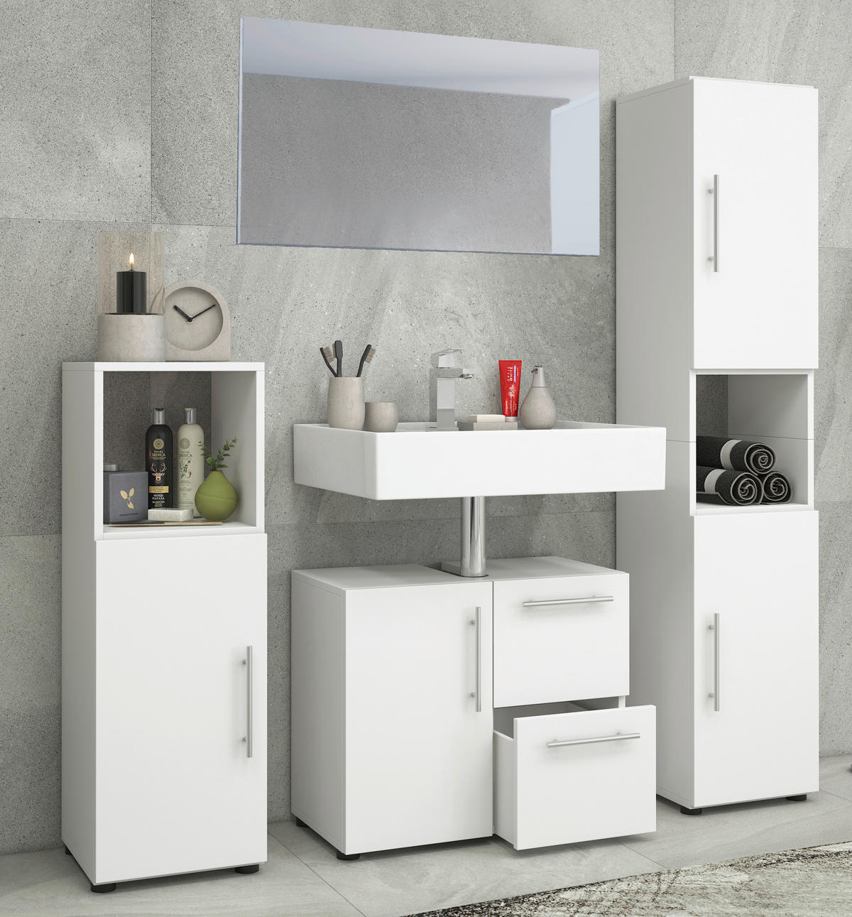 Badezimmer-Set Flandu weiß B/H/T: ca. 61x51x32 cm Flandu - weiß (61,00/51,00/32,00cm) - VCM Möbel