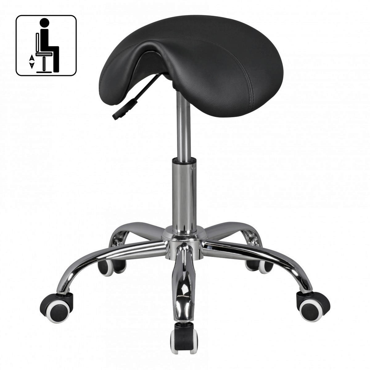 Hocker schwarz Kunstleder Sattelhocker MENTON - schwarz (60,00/60,00/60,00cm) - Amstyle