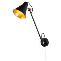 Searchlight Wandleuchte gold schwarz Stahl B/H/T: ca. 14x39x51 cm E27 1 Brennstellen Swing Arm - gold/schwarz (14,00/39,00/51,00cm) - Searchlight