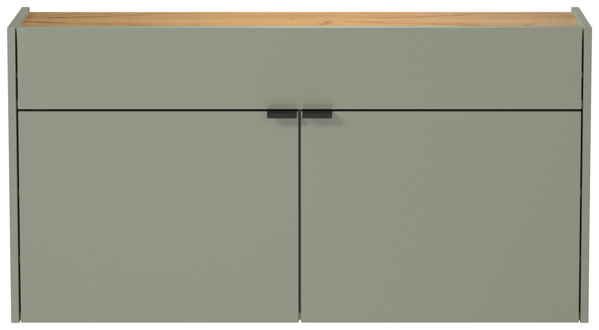 Garderobe 7937-629 grün Eiche Navarra Nachbildung B/H/T: ca. 110x200x22 cm 7937-629 - Eiche/grün (110,00/200,00/22,00cm) - Germania