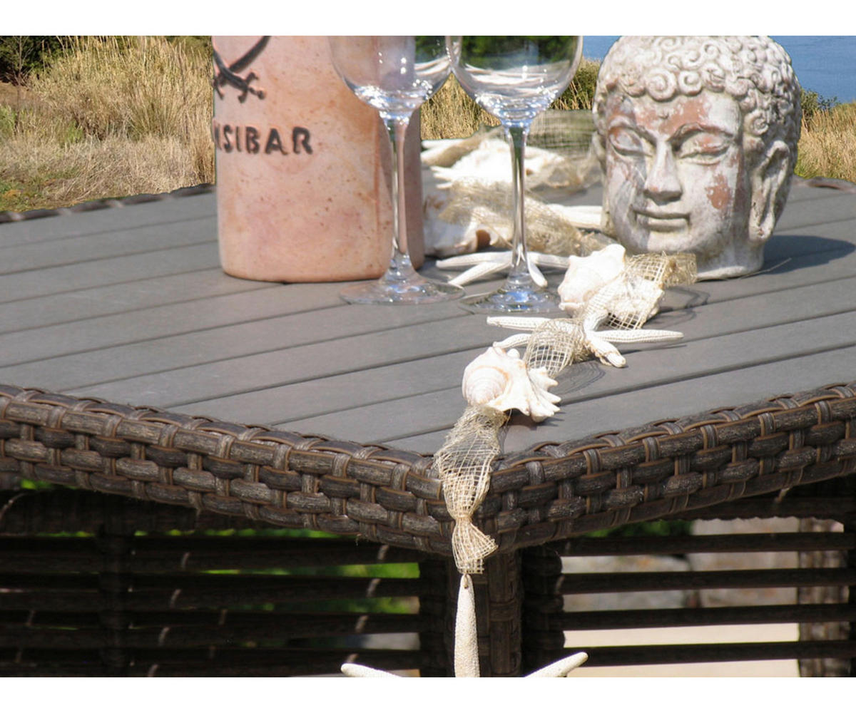 Grasekamp Gartentisch Valencia braun Polyrattan B/H/L: ca. 97x74x153 cm Valencia - braun (153,00/97,00/74,00cm) - Grasekamp