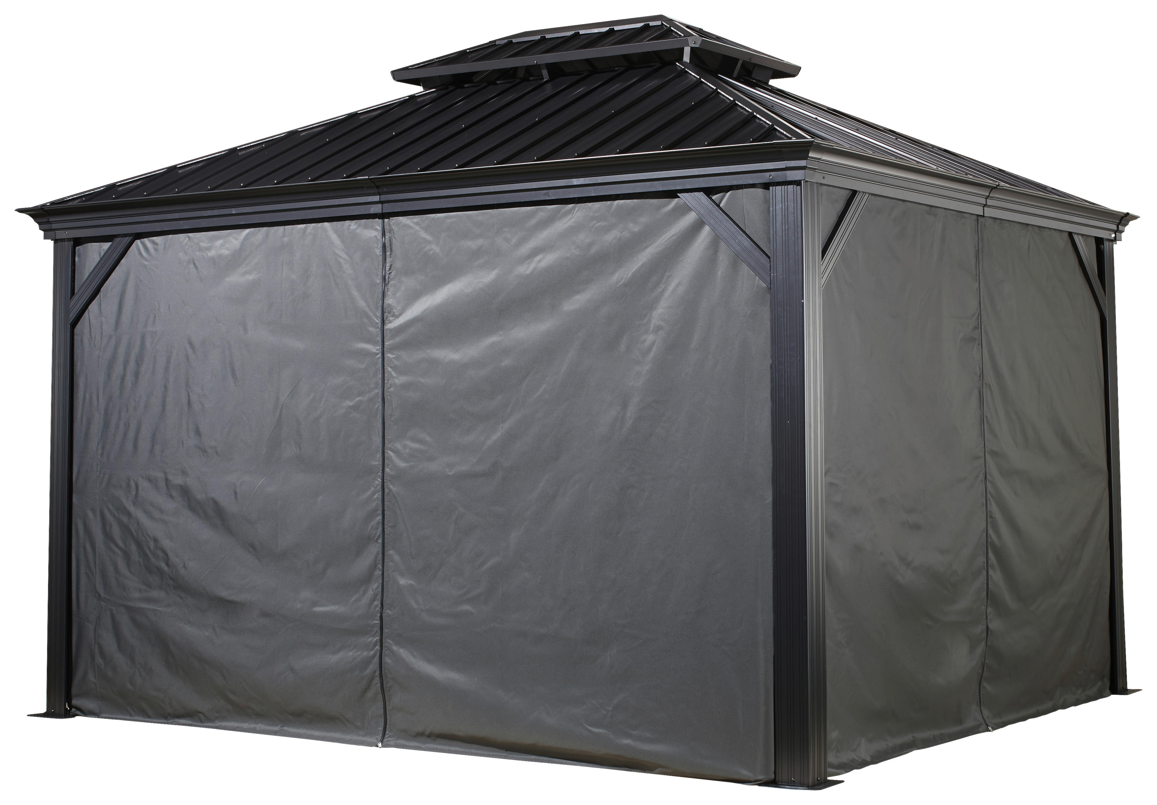 Sojag Pavillon-Vorhang-Set Messina/Mykonos dunkelgrau Polyester Messina/Mykonos - dunkelgrau - Sojag