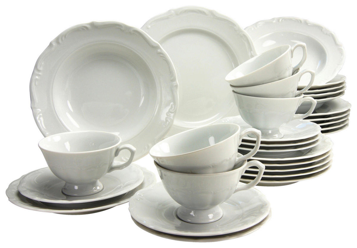CreaTable Kombiservice Maria Theresia weiß Porzellan 30 tlg. Maria Theresia - weiß - CreaTable