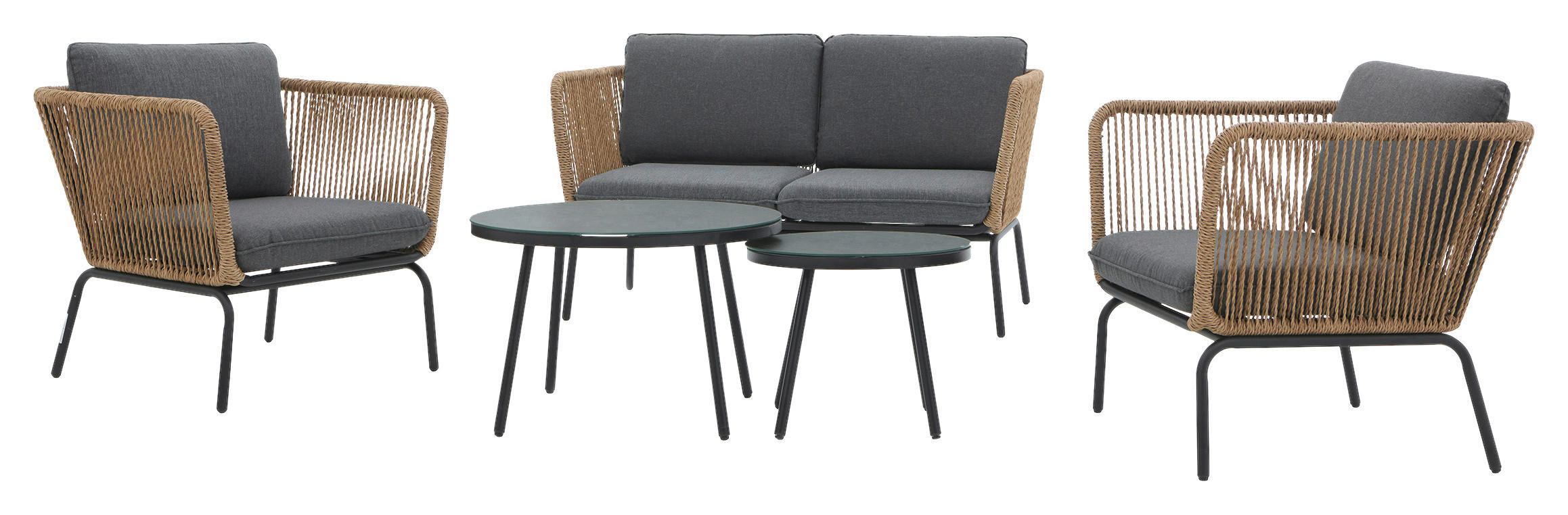 POCOline Gartensitzgruppe Verona dunkelgrau Stahl Verona - natur/dunkelgrau - POCOline