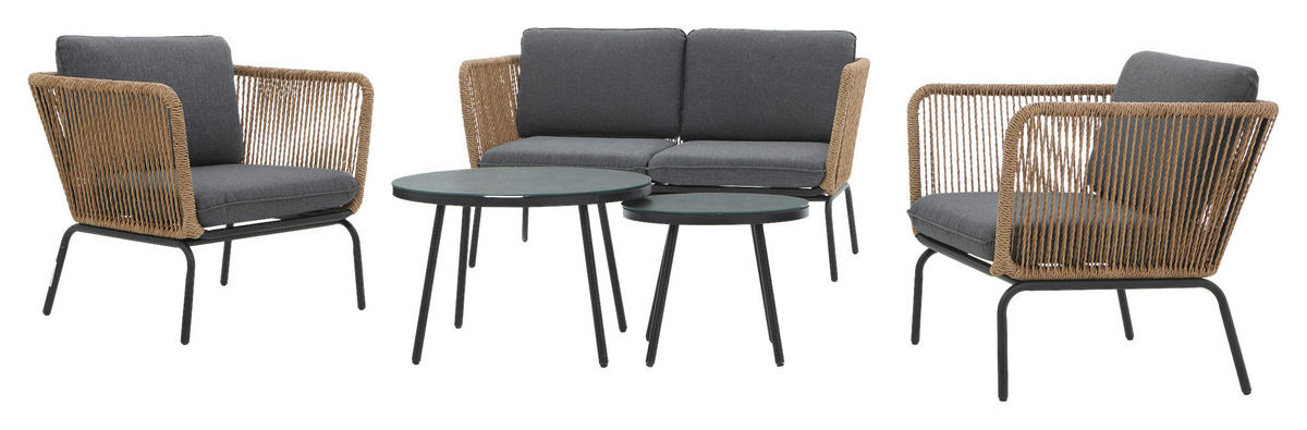 POCOline Gartensitzgruppe Verona dunkelgrau Stahl Verona - natur/dunkelgrau - POCOline