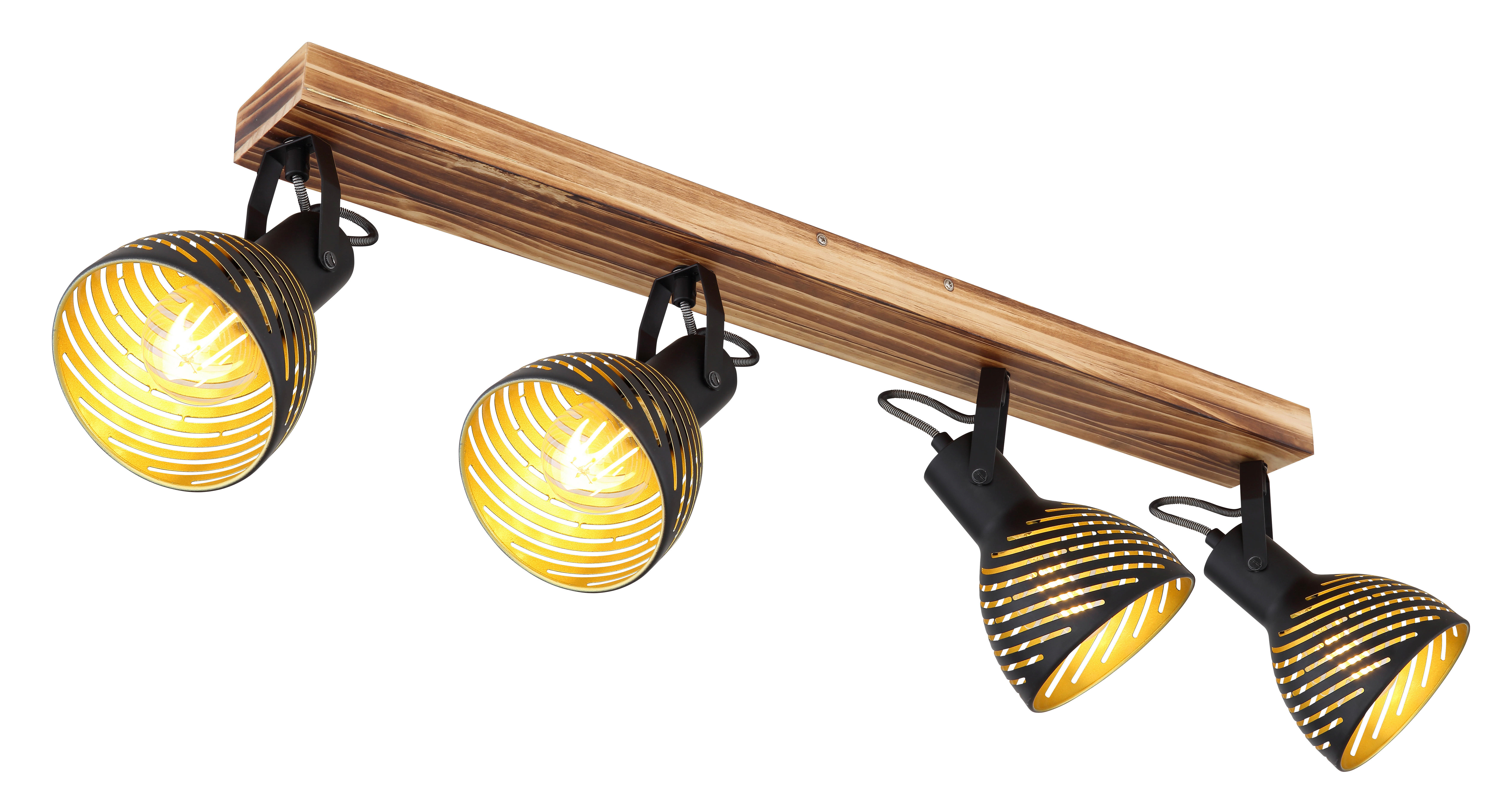 GLOBO Spot dunkelbraun gold Holz B/H/T: ca. 12,5x25x80 cm E27 4 Brennstellen LENNA - gold/dunkelbraun (12,50/25,00/80,00cm) - GLOBO