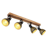 GLOBO Spot dunkelbraun gold Holz B/H/T: ca. 12,5x25x80 cm E27 4 Brennstellen LENNA - gold/dunkelbraun (12,50/25,00/80,00cm) - GLOBO