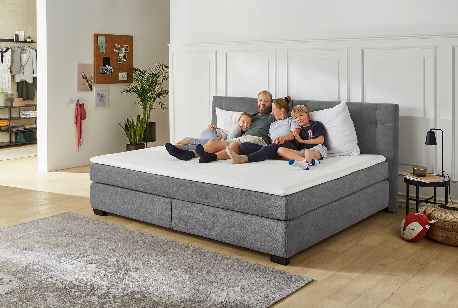 Boxspringbett  grau dunkel Microfaser Liegefläche B/L: ca. 240x200 cm Family_Boxspringbett - grau (255,00/115,00/215,00cm)