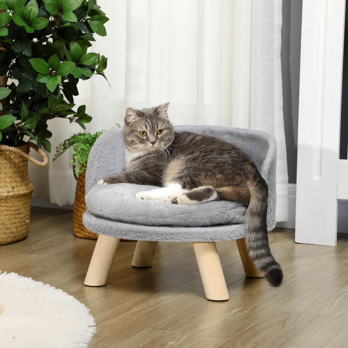 PawHut Haustierbett grau Polyester B/H/L: ca. 40,5x33x40,5 cm Haustierbett - grau (40,50/40,50/33,00cm) - PawHut