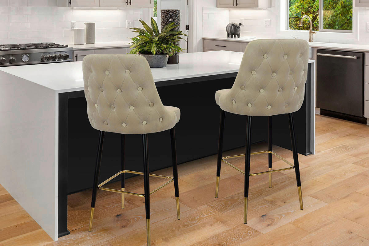 Barhocker Mojo 101 taupe Microfaser B/H/T: ca. 53x110x57 cm Mojo 101 - schwarz/taupe (53,00/110,00/57,00cm) - 360 Living