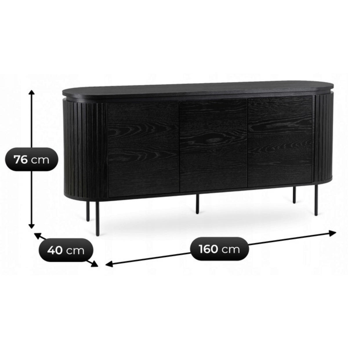 Kommode ALBERI schwarz B/H/T: ca. 160x76x40 cm ALBERI - schwarz (160,00/76,00/40,00cm) - WIPMEB