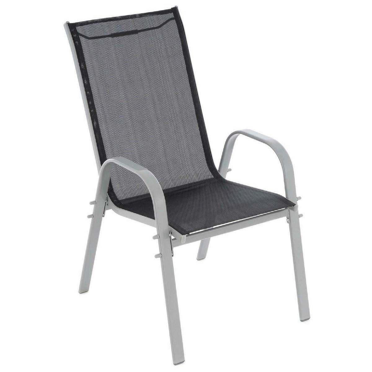 VCM Stapelsessel 4er Set schwarz Textilene B/H/T: ca. 55x93x58 cm 4er Set - hellgrau/schwarz (55,00/93,00/58,00cm) - VCM