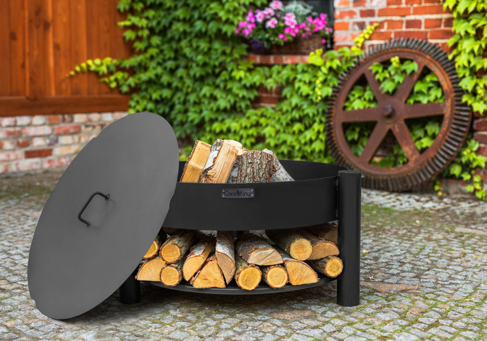 CookKing Deckel für Feuerschale schwarz Stahl B/T: ca. 62x62 cm Deckel_für_Feuerschale - schwarz (62,00/62,00cm) - CookKing