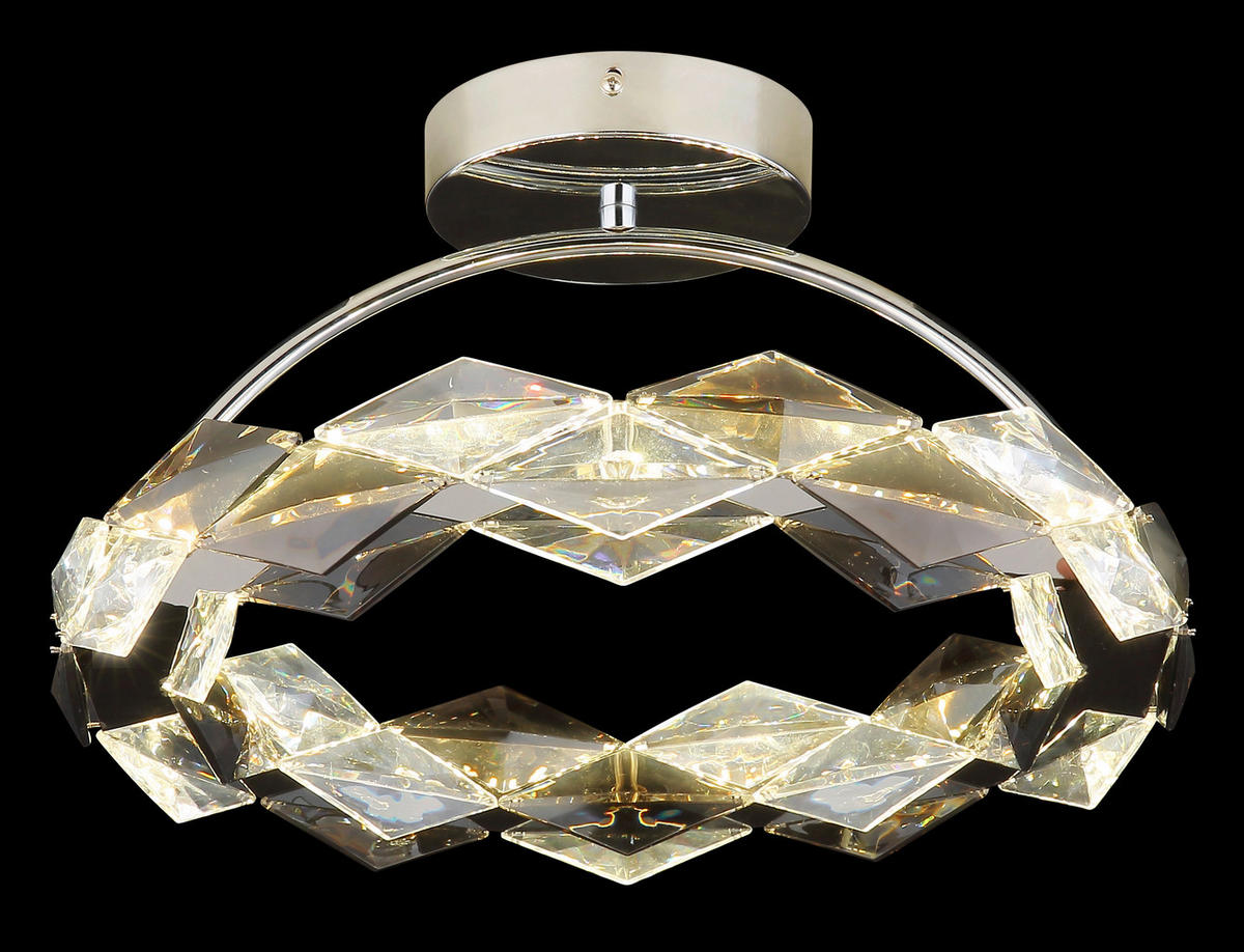 GLOBO LED-Deckenleuchte Chrom Rauch transparent Acryl Metall H/D: ca. 21,5x37 cm KARILION - Rauch/Chrom (37,00/21,50cm) - GLOBO