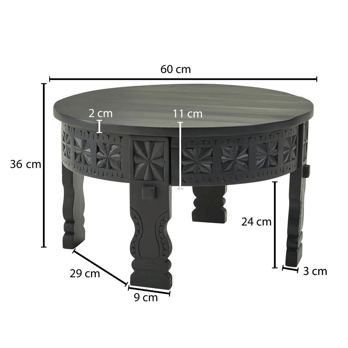 Couchtisch schwarz B/H/T: ca. 60x36x60 cm Couchtisch - schwarz (60,00/36,00/60,00cm) - Wohnling