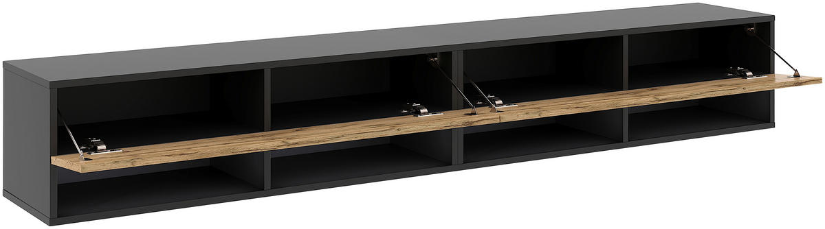 TV-Lowboard TV LOWBOARD DERBY 200 schwarz Eiche Wotan Nachbildung B/H/T: ca. 200x32,5x31,5 cm TV LOWBOARD DERBY 200 - Eiche/schwarz (200,00/32,50/31,50cm) - WIPMEB