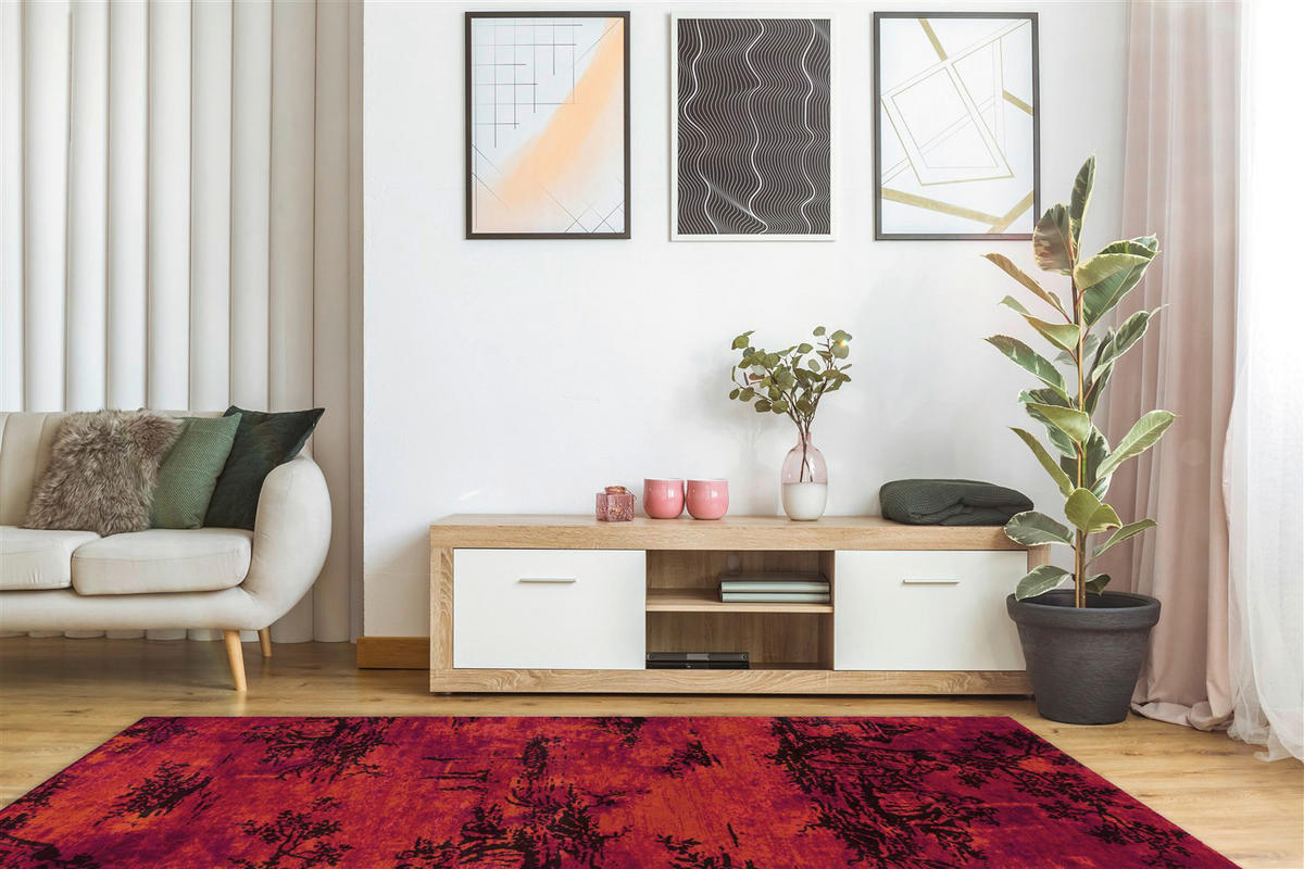 Arte Espina Flachflorteppich Vintage 5206 rot B/H/L: ca. 120x0,4x180 cm Vintage 5206 - rot (180,00/120,00/0,40cm) - Arte Espina