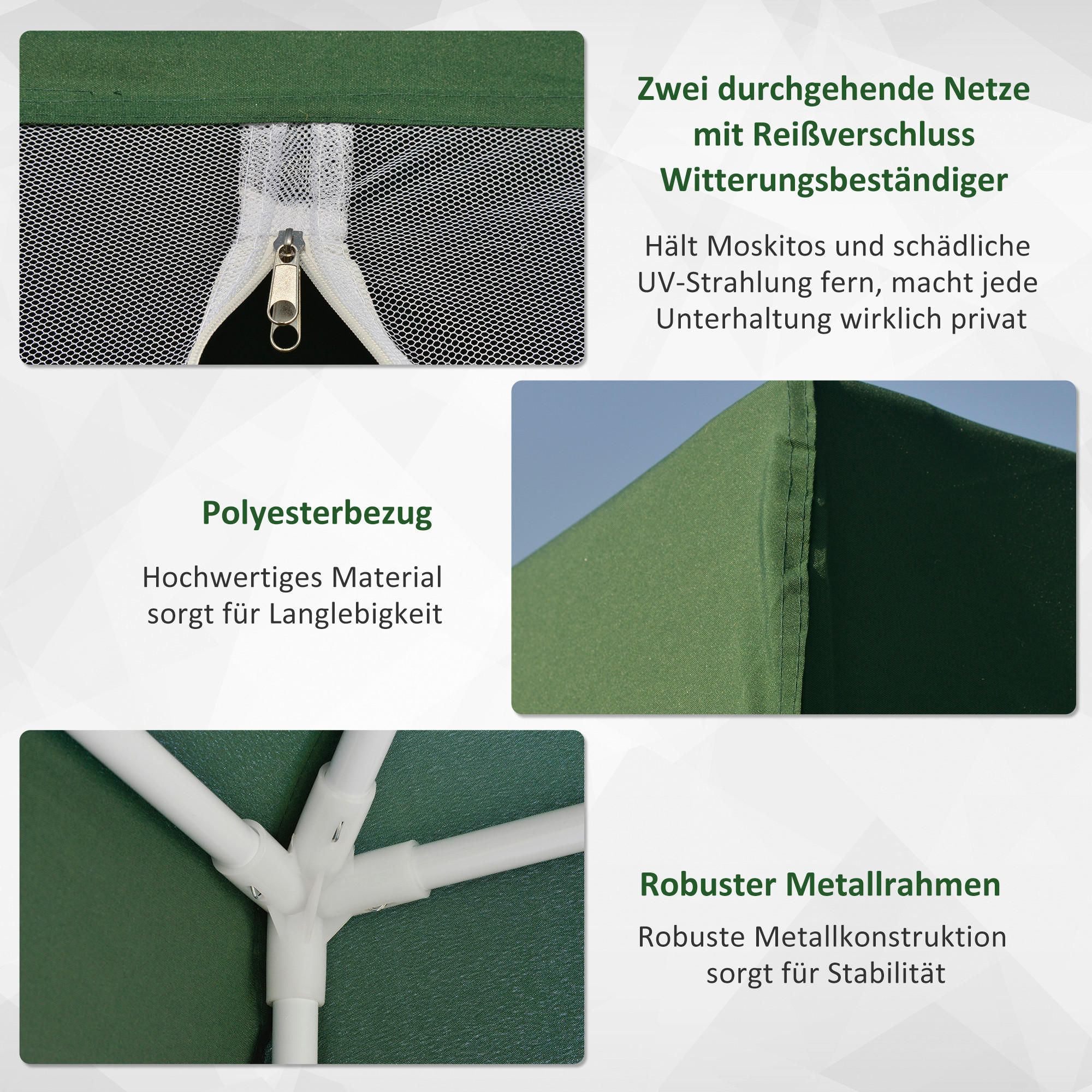 Outsunny Pavillon grün Polyester B/H/L: ca. 300x245x300 cm Pavillon - grün (300,00/300,00/245,00cm) - Outsunny