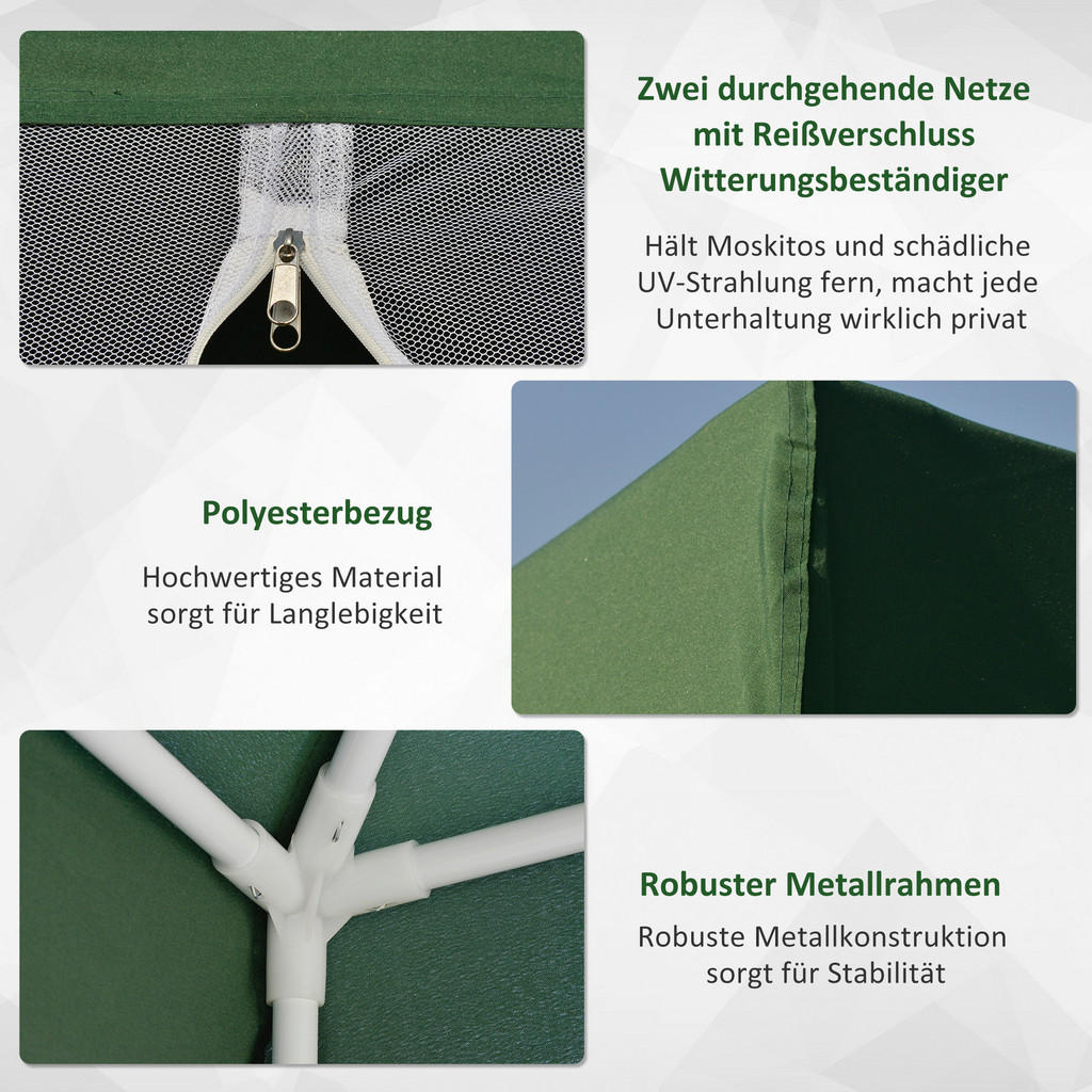 Thumbnail - Outsunny Pavillon grün Polyester B/H/L: ca. 300x245x300 cm