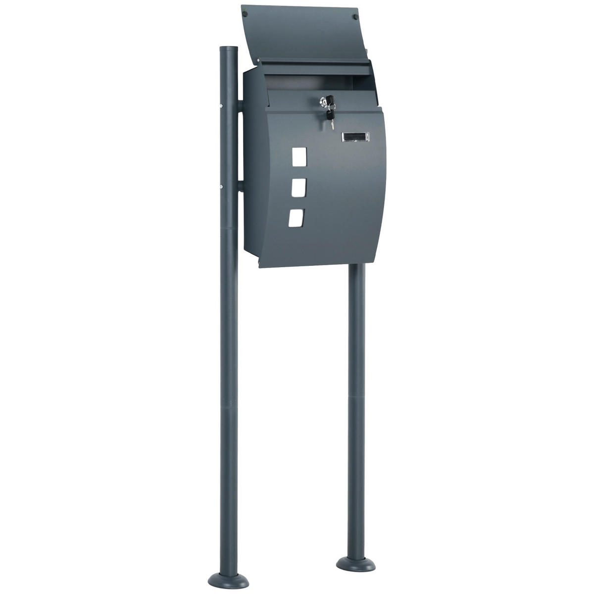 HOMCOM Briefkasten dunkelgrau B/H/L: ca. 15x44x114 cm Briefkasten - dunkelgrau (114,00/15,00/44,00cm) - HOMCOM
