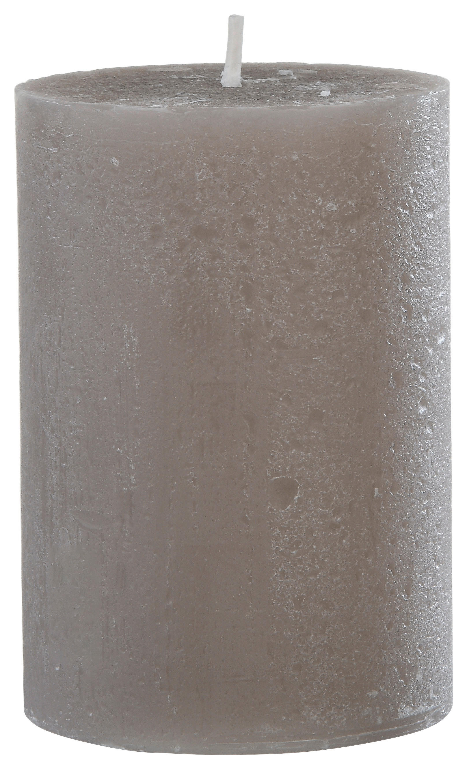 Rustic-Kerze grau B/H/L: ca. 6,8x10x6,8 cm Kerze_Rustic 100/68mm - grau (6,80/6,80/10,00cm)