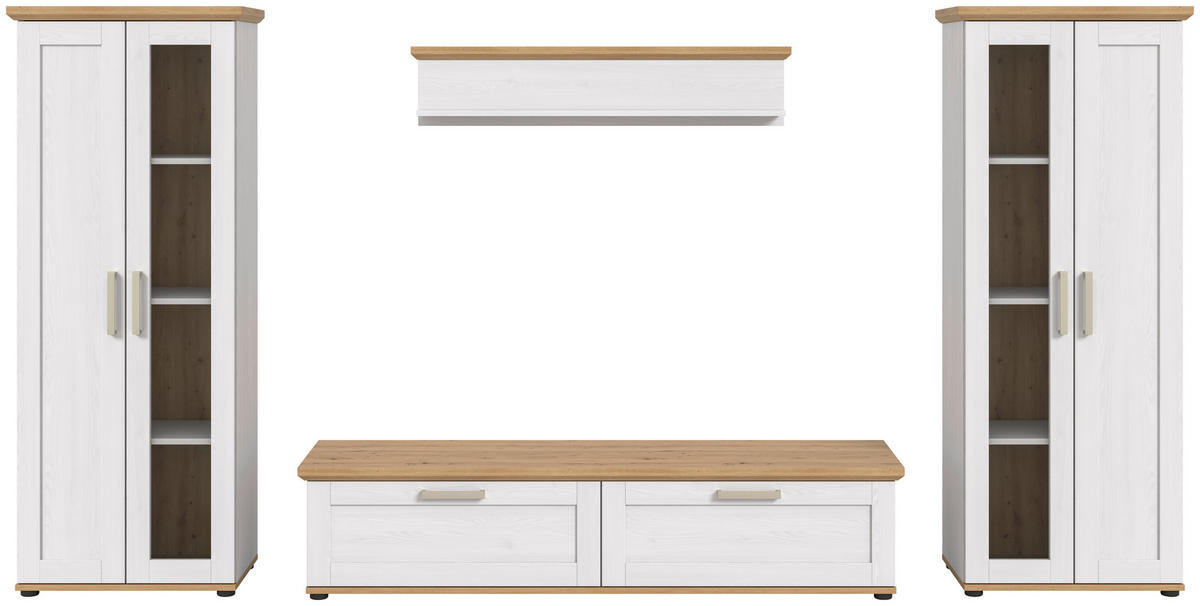 Wohnwand VERONA Lärche Nachbildung Eiche Nachbildung B/H/T: ca. 336x161x40 cm VERONA - Eiche/Lärche (336,00/161,00/40,00cm) - xonox.home