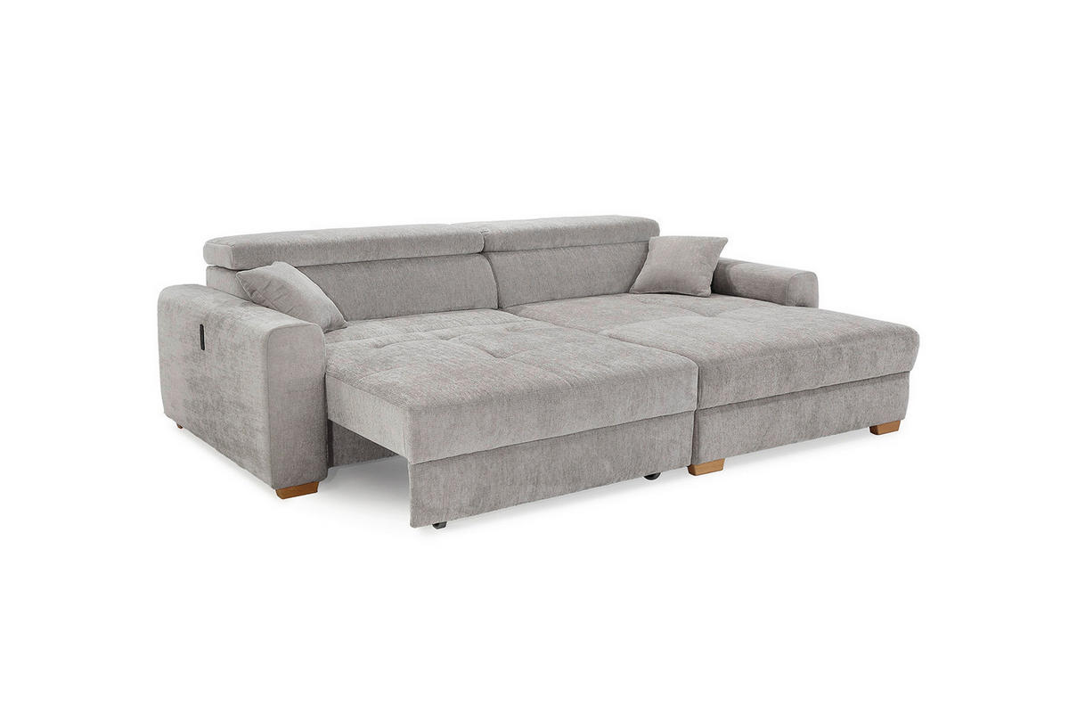 Ecksofa hellgrau Flachgewebe B/H/T: ca. 277x109x187 cm Slider_Ecksofa - Eiche/hellgrau (277,00/109,00/187,00cm)